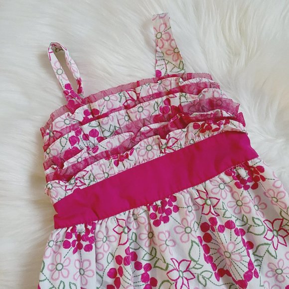 Penelope Mack pink flower print ruffle dress sz 3T - Picture 3 of 7